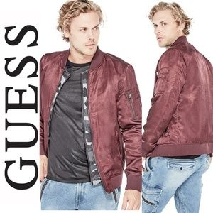 GUESS Men's Mixed Varsity Bomber Jacket, Walnut/Blk Blocking, M at   Men's Clothing store